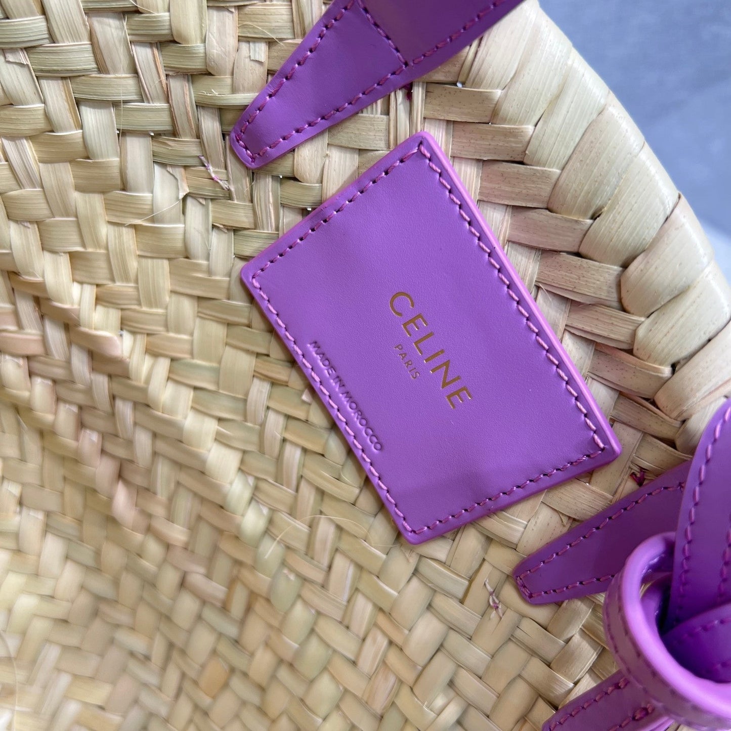 Top Quality Teen Triomphe Top Quality Classic Panier In Palm Leaves And Lizard Violet For Women 8in/20cm