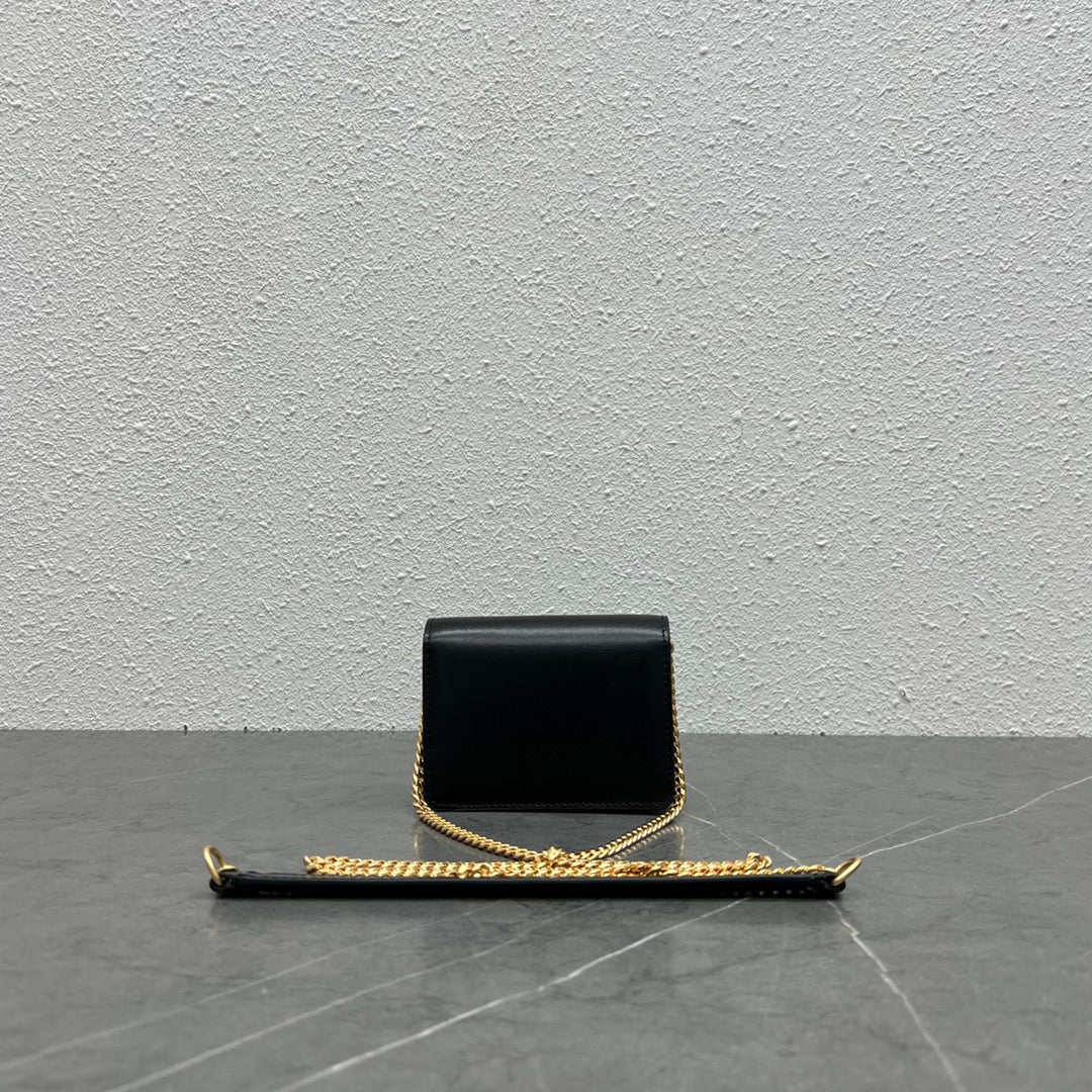 Top Quality Card Holder On Chain Triomphe Black For Women 4in/11cm 10J743DPV.38NO