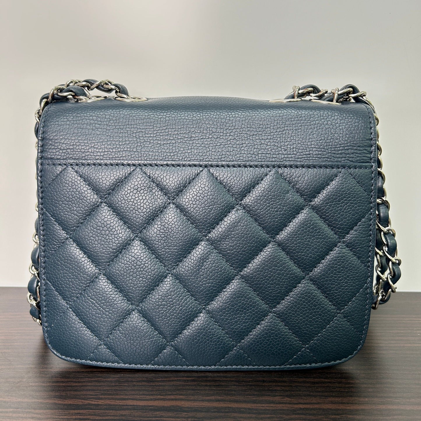 Chanel Half Coco Matelasse Chain Shoulder Bag Navy blue Leather LB116527