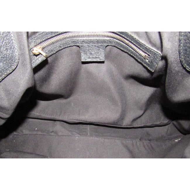 Gucci   Black Large Logo Print Canvas And Black Leather