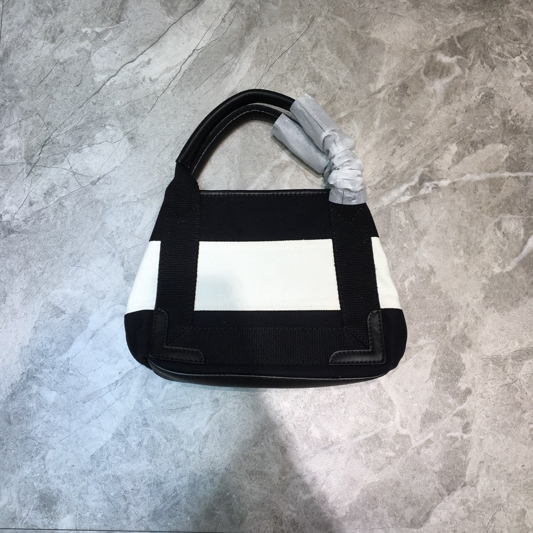 Top Quality Navy Small Cabas Tote Bag In Black And White, For Women,  Bags 18.5in/47cm