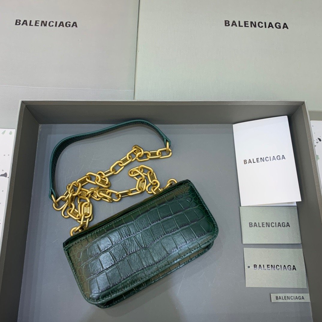 Top Quality Gossip Small On Chain Shoulder Bag Dark Green, For Women,  Bags 7.4in/19cm