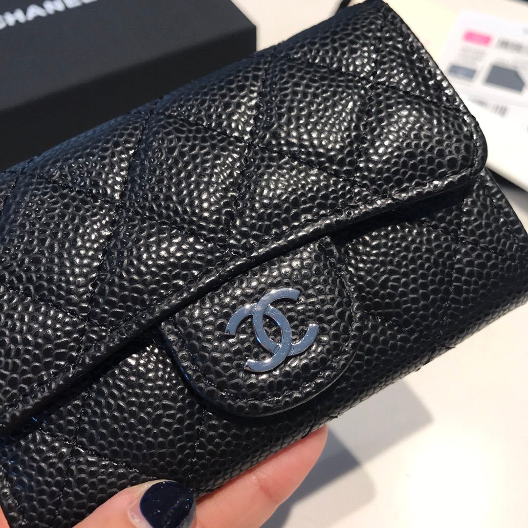 CHL Classic Card Holder Silver Hardware Black For Women Wallet 4.5in/11.5cm
