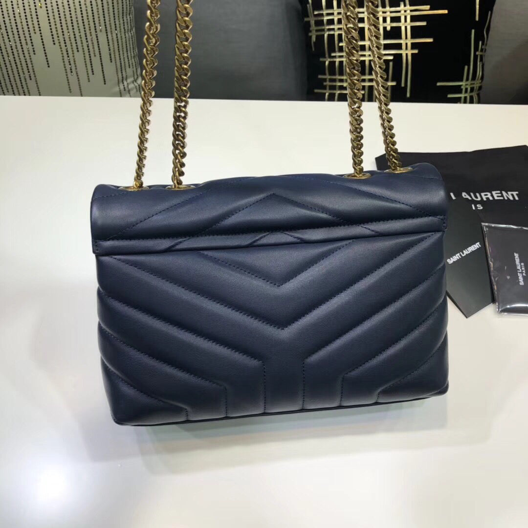 Top Quality Loulou Small Chain Bag In Matelassé "Y" Blue For Women 9.8in/23cm YSL 494699DV7274147