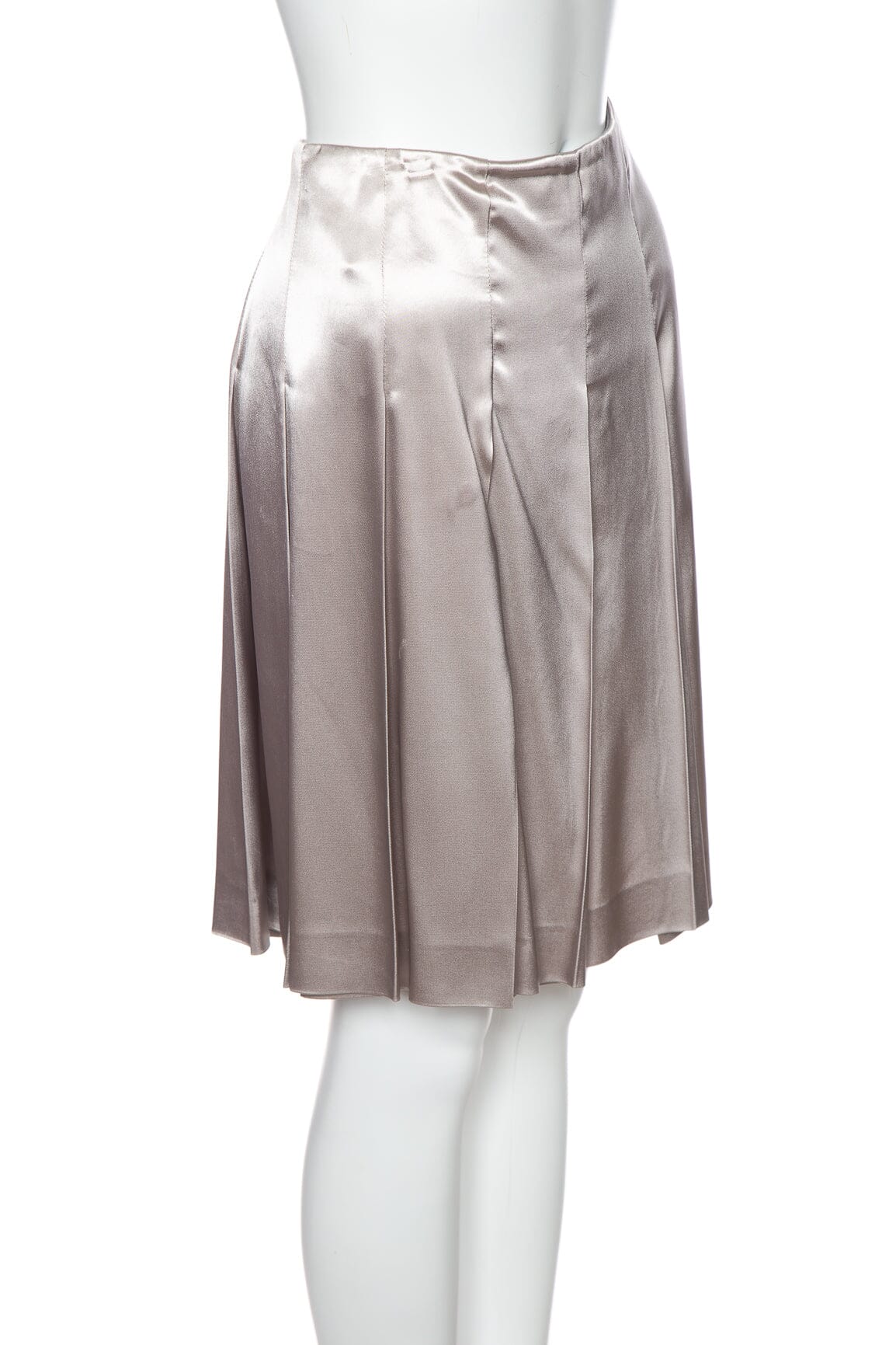 Prada Silver Pleated Knee Length Skirt SZ 42