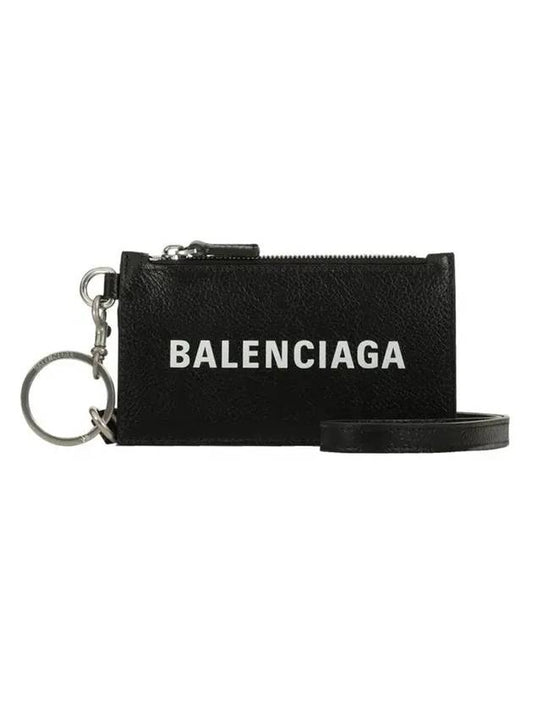 Luxury Balenciaga Trending 2025 Cash Keyring Card Case Black Silver