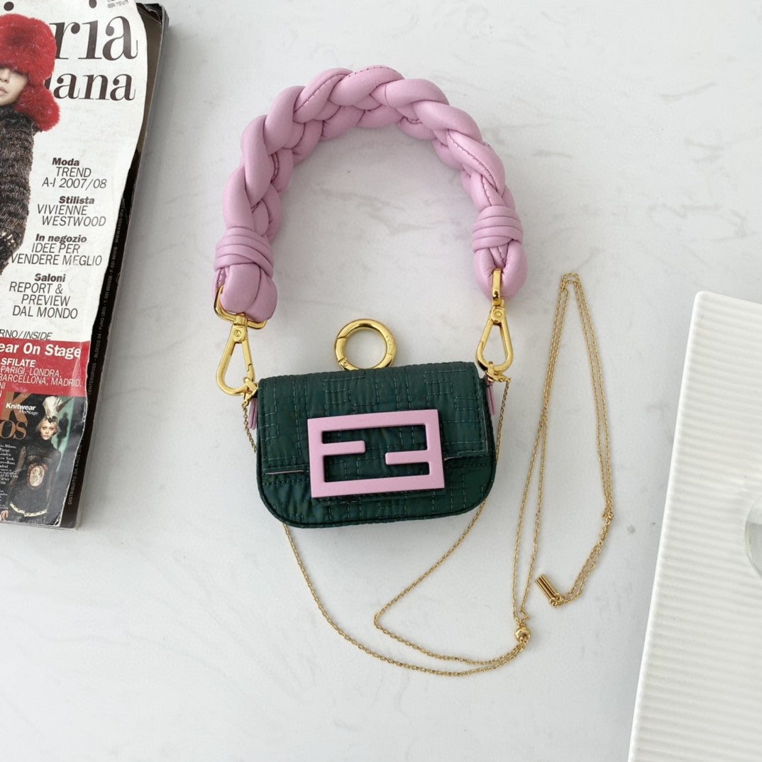 Top QualityTop Quality Nano Baguette Maxi Handle Pink and Green Bag For Woman 6.5cm/2.5in