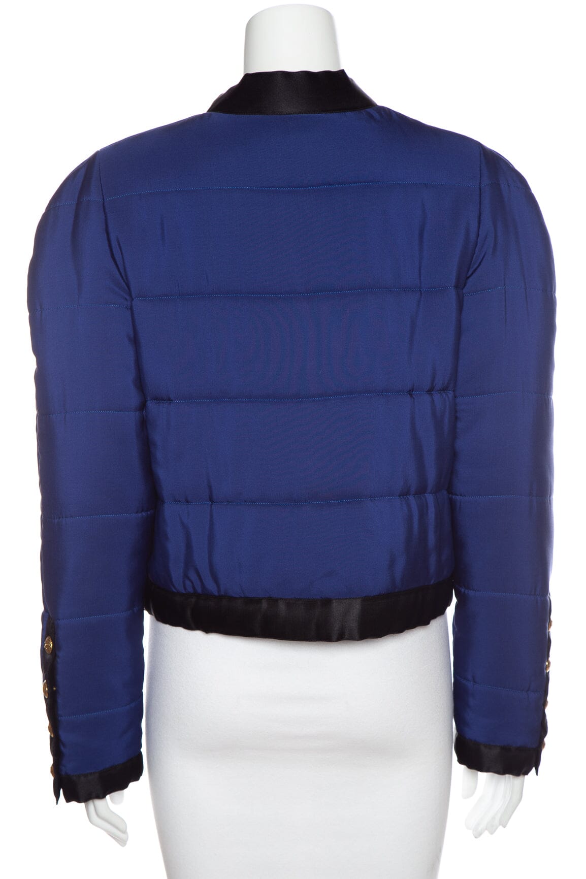 Chanel   Blue Quilted Silk Puffer Jacket SZ N/A