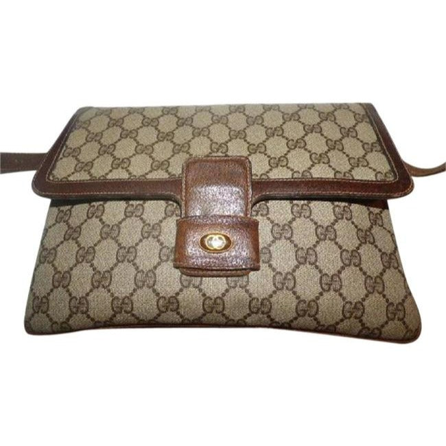 Gucci   Shades Of Brown Leather Coated Canvas Satchel