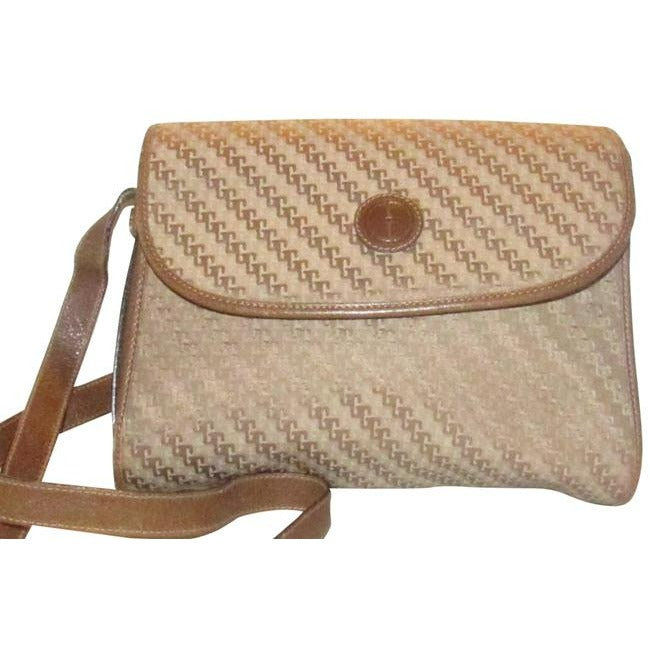 Gucci   Dark Khaki Square G Logo Print Canvas And Camel Leather Cross Body