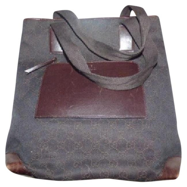Gucci   Brown Large G Logo Print Canvas And Leather Tote