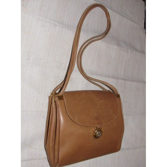 Gucci   Camel Leather With Gold Gg Accents Shoulder Bag