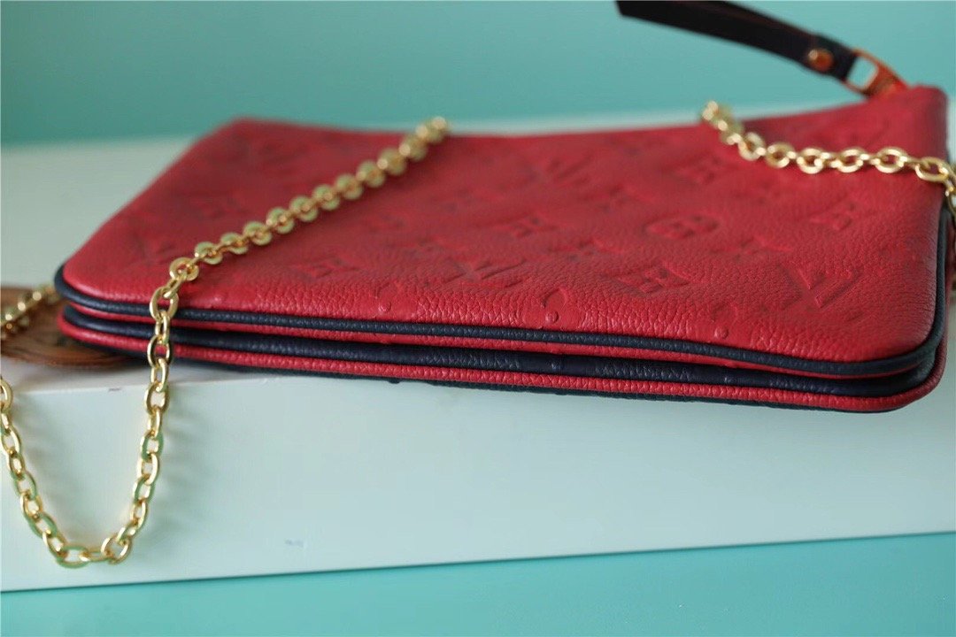 Top Quality Double Zip Pochette Monogram Empreinte Black/Red For Women,  Shoulder and Crossbody Bags 7.9in/20cm Top Quality