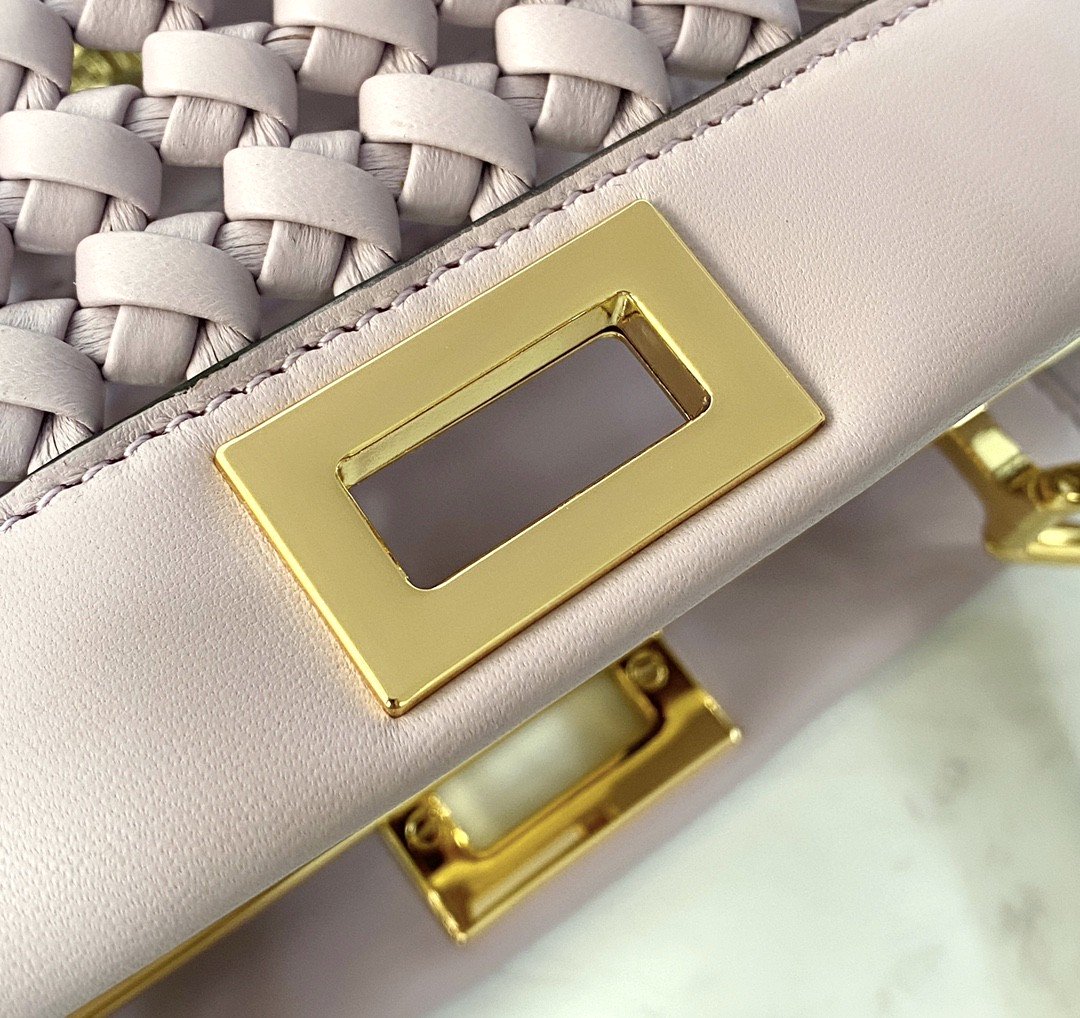 Top QualityTop Quality Peekaboo Mini Pale Pink Braided Bag For Woman 18cm/7in