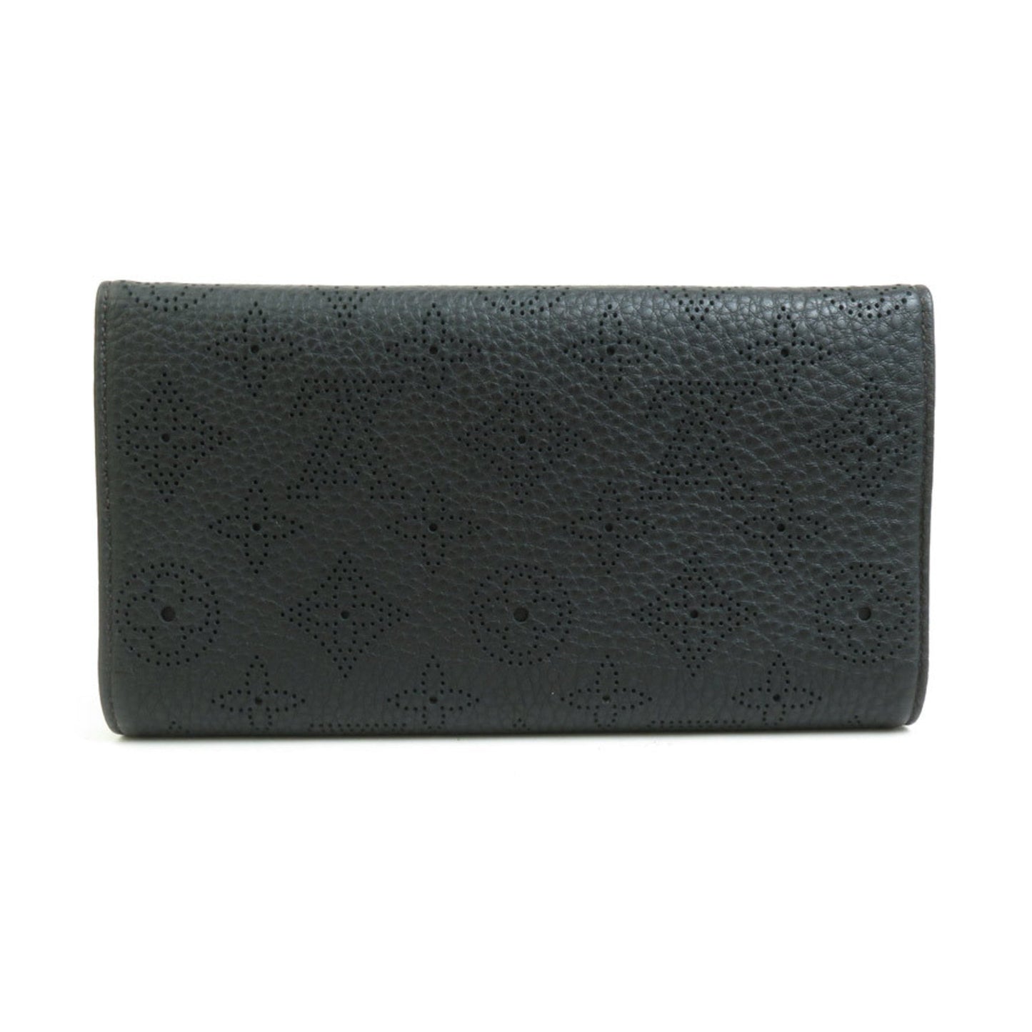 Louis Vuitton Mahina Monogram Noir Mahina Leather Long Wallet (Tri-Fold)