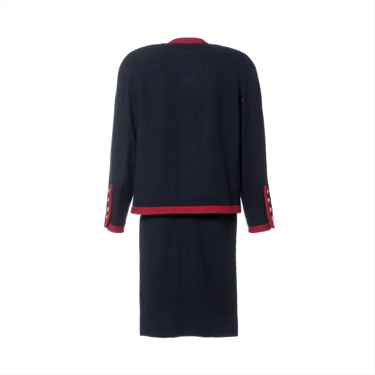Chanel Coconut Button   Wool Setup 34  Navy x Red 20370 Wicker G Button