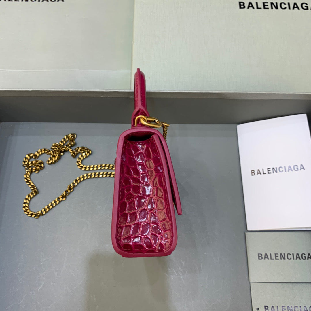 Top Quality Hourglass Mini Handbag With Chain In Dark Red, For Women,  Bags 4.7in/12cm