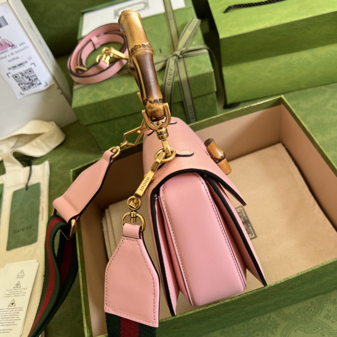 gg Bamboo 1947 Small Top Handle Bag  Pink  For Women 8.3in/21cm gg 675797 10ODT 5467