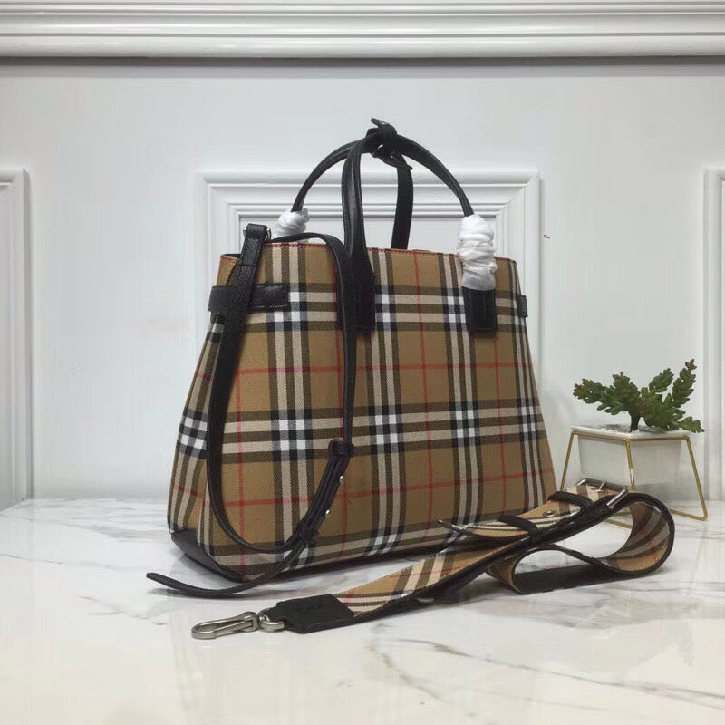 Top Quality Ho Check Derby Medium Banner Purse Tote Black For Women, Womenâs Bags 14in/35cm