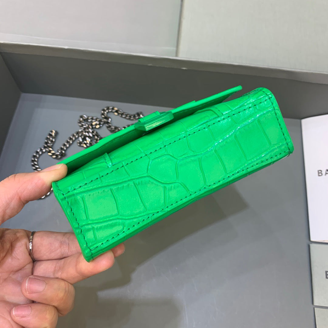 Top Quality Hourglass Mini Handbag With Chain In Green, For Women,  Bags 4.7in/12cm