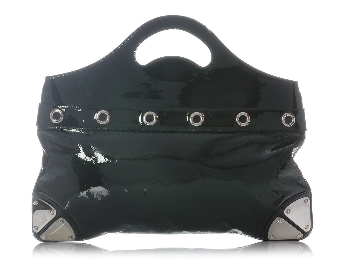 Gucci Large Black Patent Indy Clutch