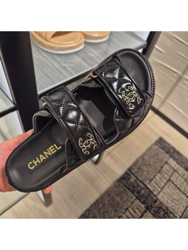 CC Logo Velcro Sandals Black Chanel