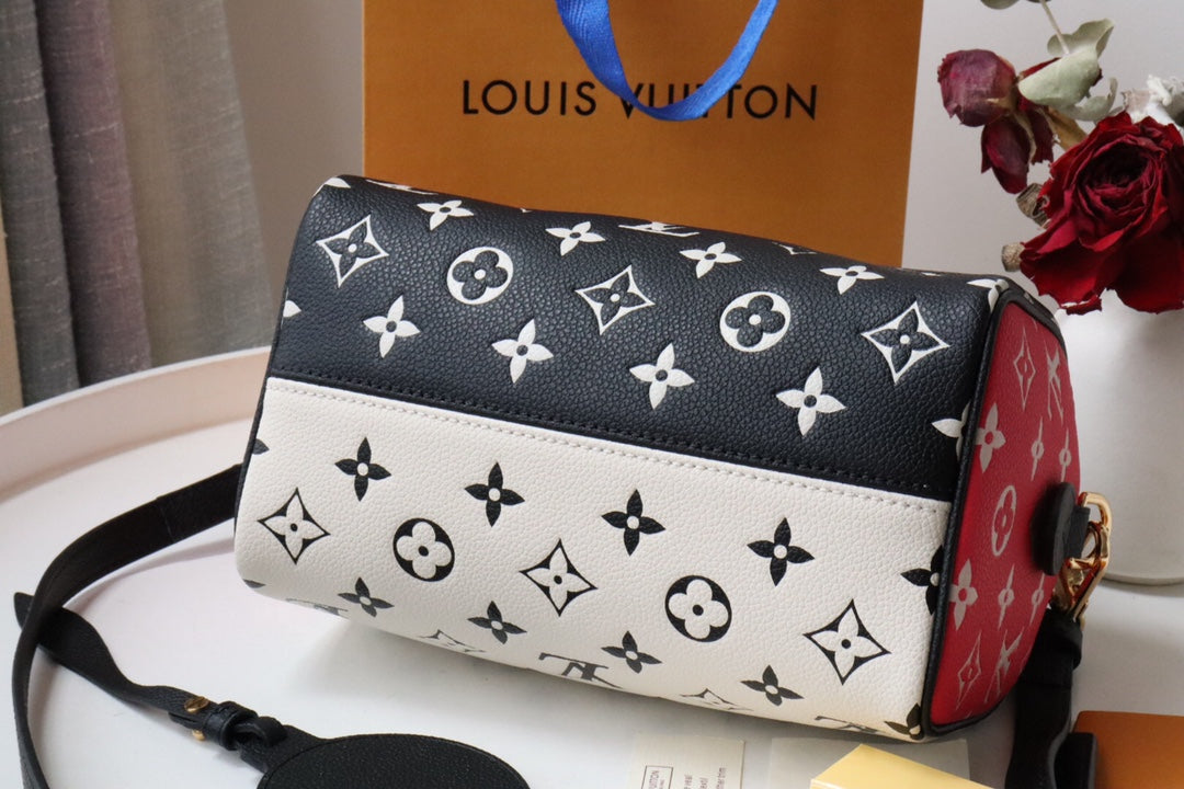 Top Quality Speedy Bandoulière 20 Monogram Empreinte Black/White/Pink For Women, WoHandbags 8.1in/21cm Top Quality M46088
