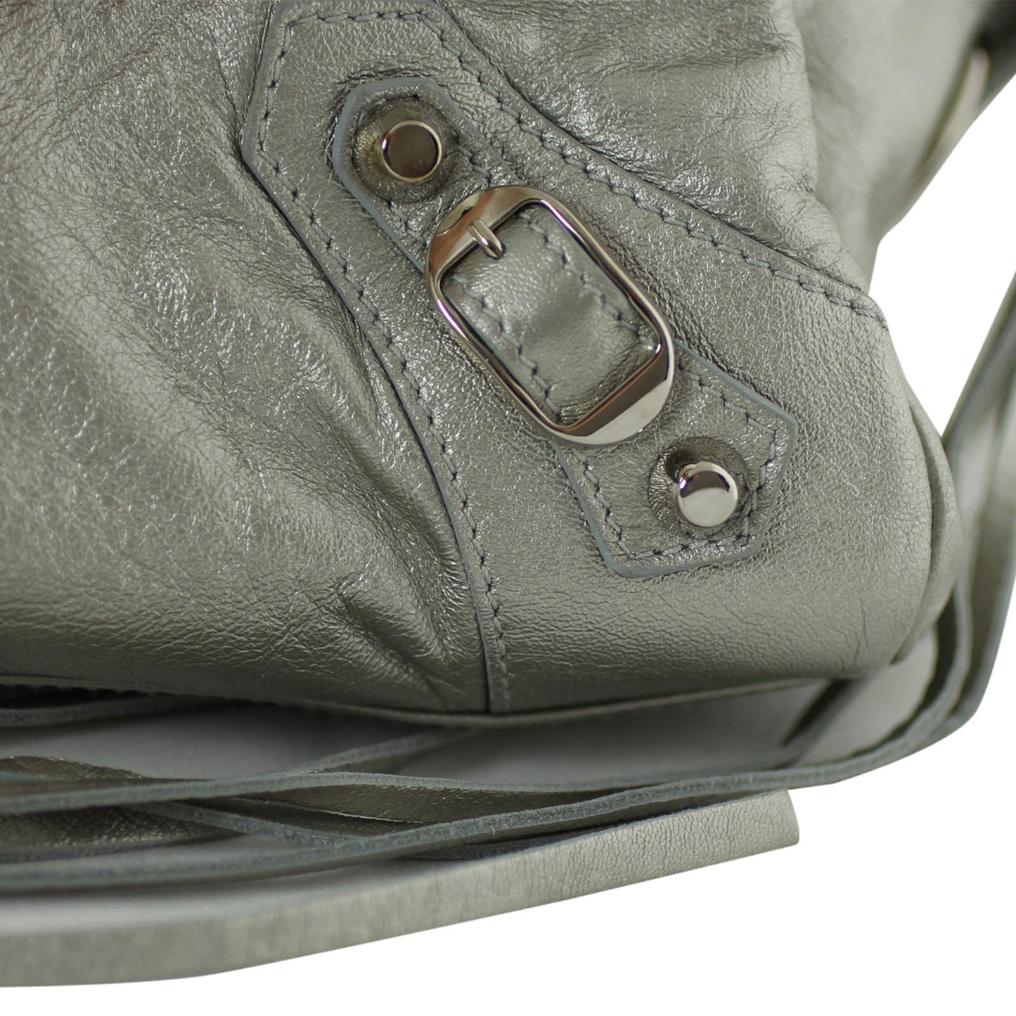 Balenciaga Metallic Leather Box Bag Silver