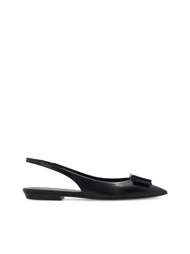Luxury Saint Laurent Trending 2025 Women's Anais Patent Logo Slingback Flats Black