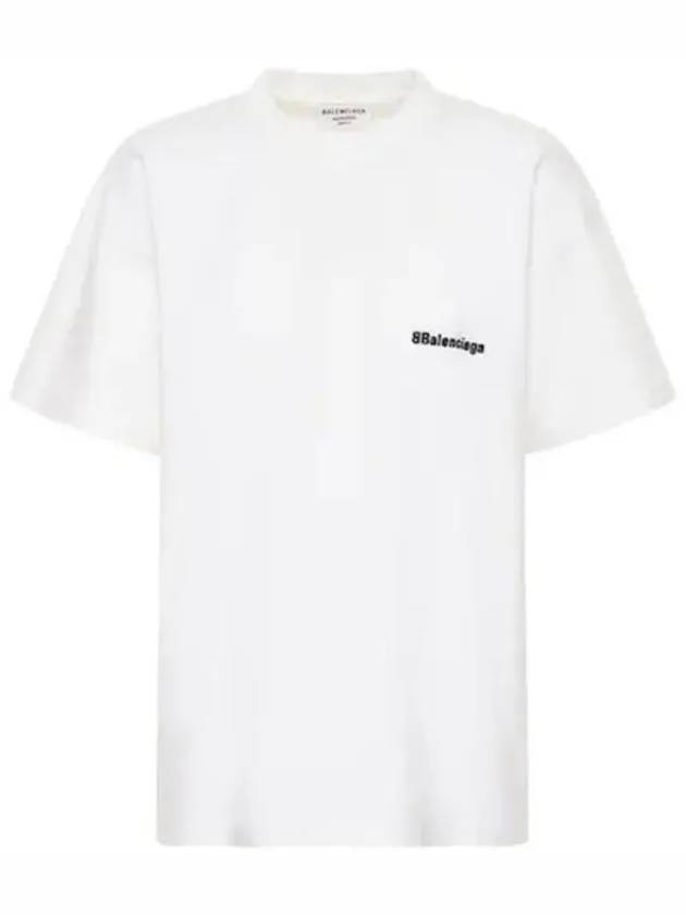 Luxury Balenciaga Trending 2025 Embroided Logo Short Sleeve T-Shirt White