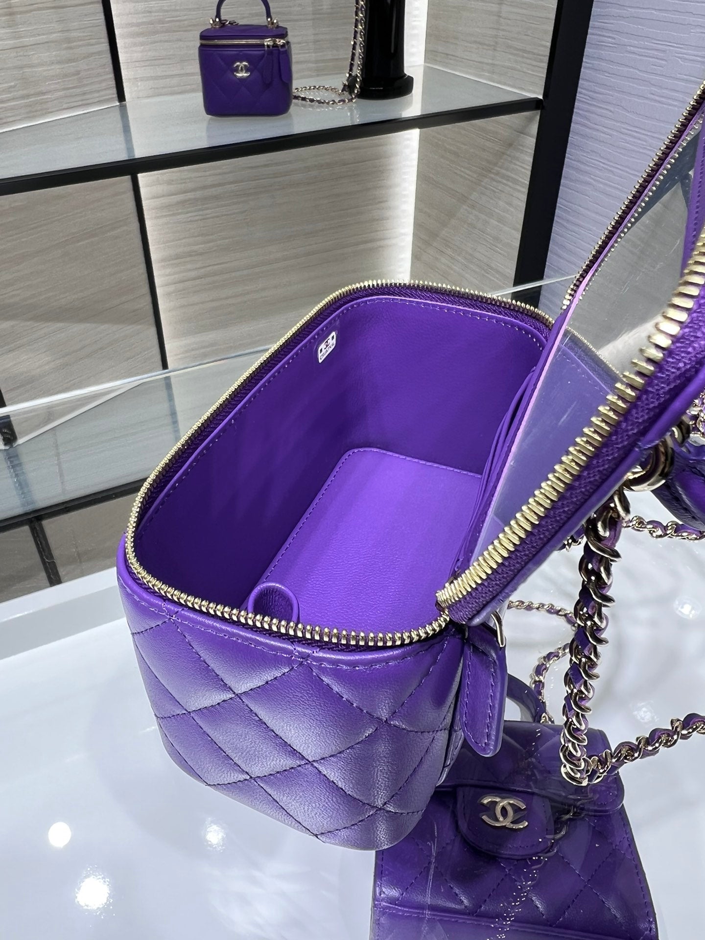CHLVanity With Chain Silver Hardware Purple For Women, Women’s Handbags, Shoulder Bags 6.7in/17cm