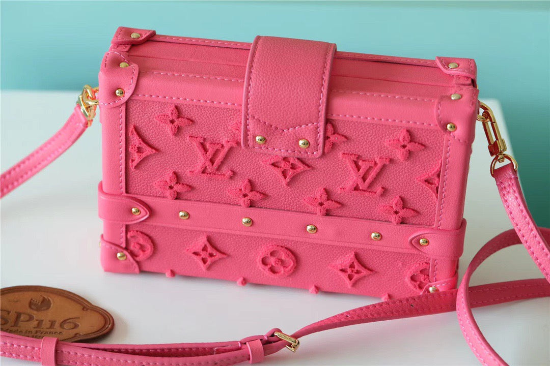 Top Quality Petite Malle Tufted Fluo Pink For Women,  Shoulder And Crossbody Bags 7.9in/20cm Top Quality M20745