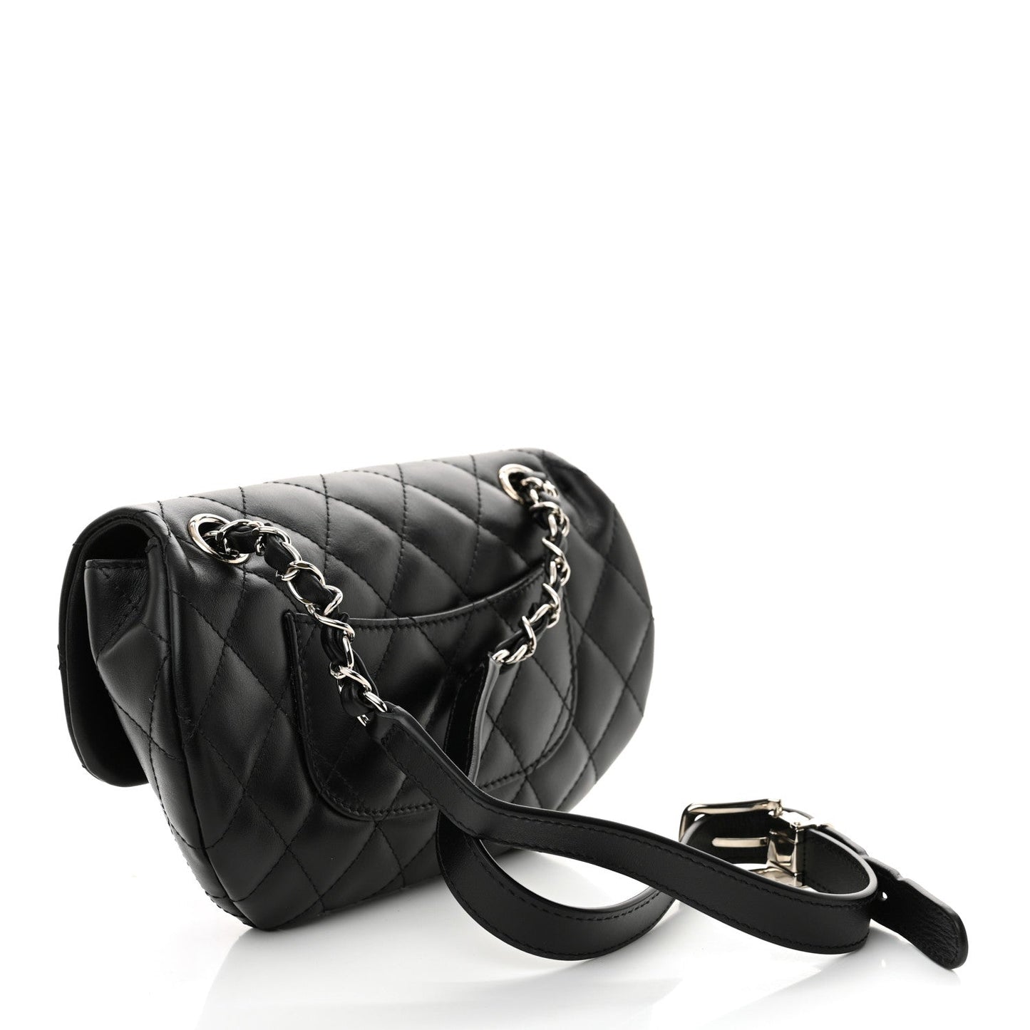 Chanel Calfskin Quilted CC Uniform Flap Belt Bag Black