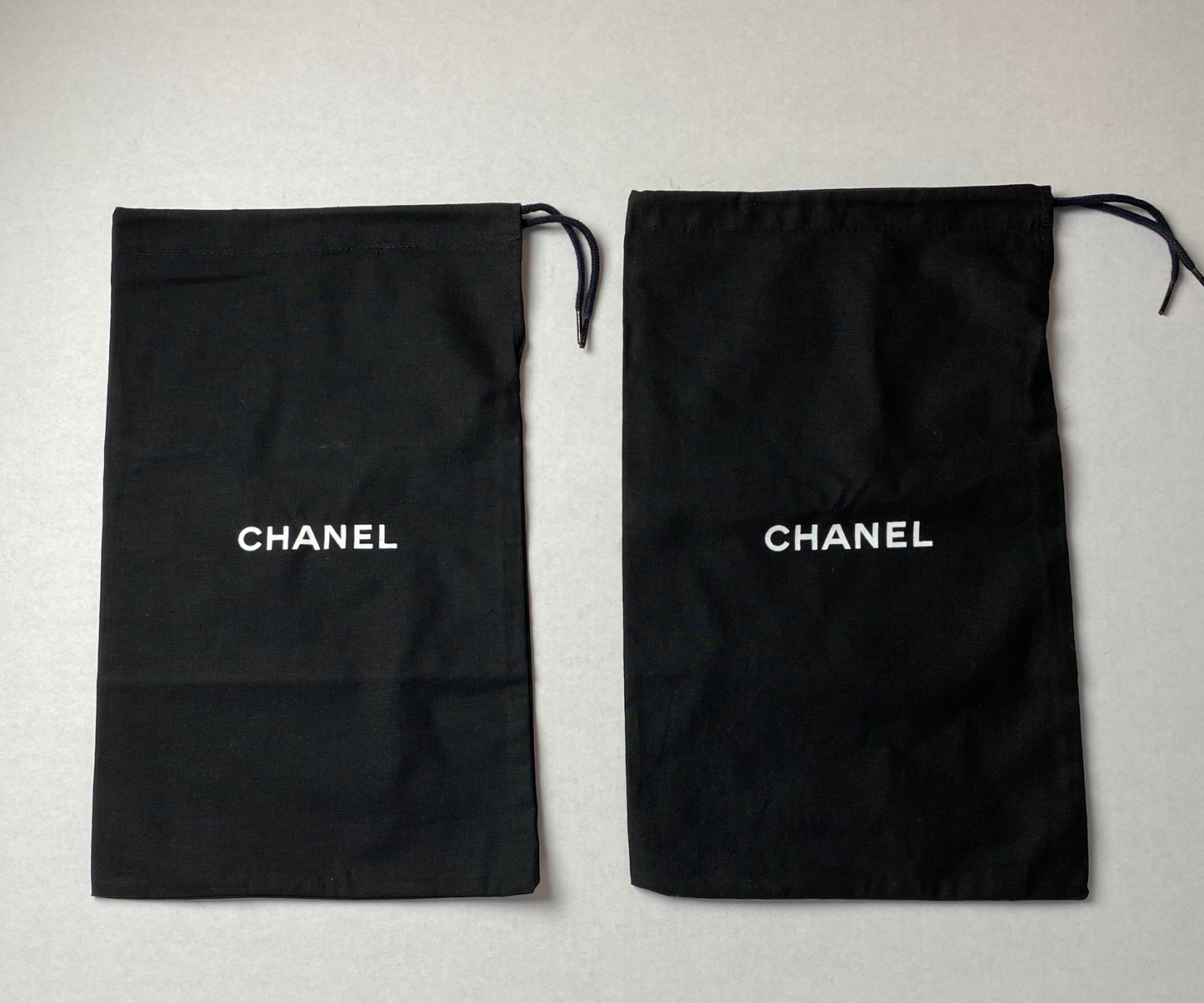 100% Auth Chanel Set of Two Black Shoe/ Small Bag/ Wallet Dust Bags 13"x 8.25"