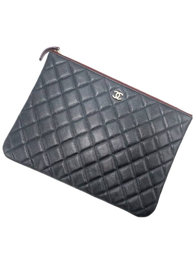 Chanel A82545 Black Caviar Gold Classic New Medium Clutch No 29 Chanel