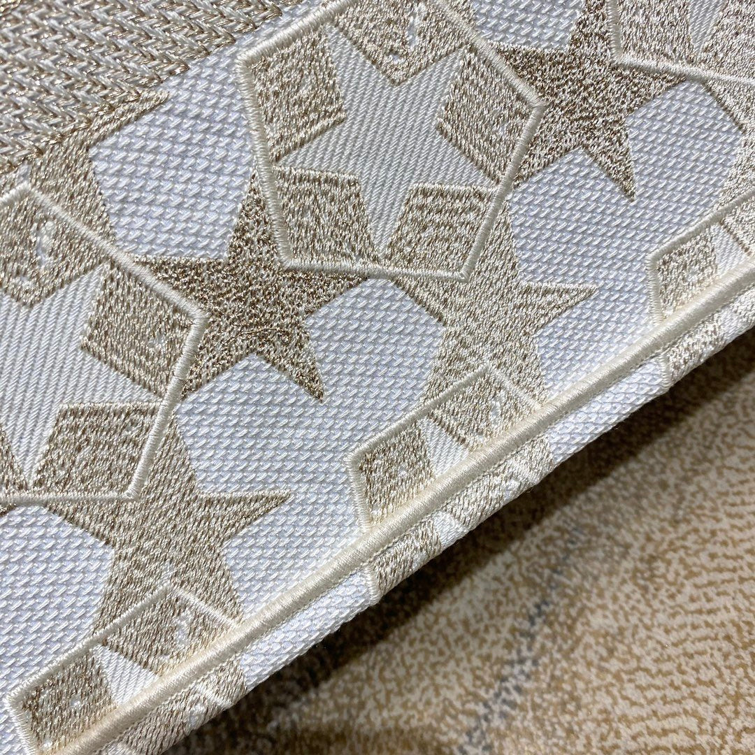 Top Quality MeTop Qualityum Book Tote Embroidery Stars Gold Bag, Beige, For Women Womens Handbags, 36cm CD