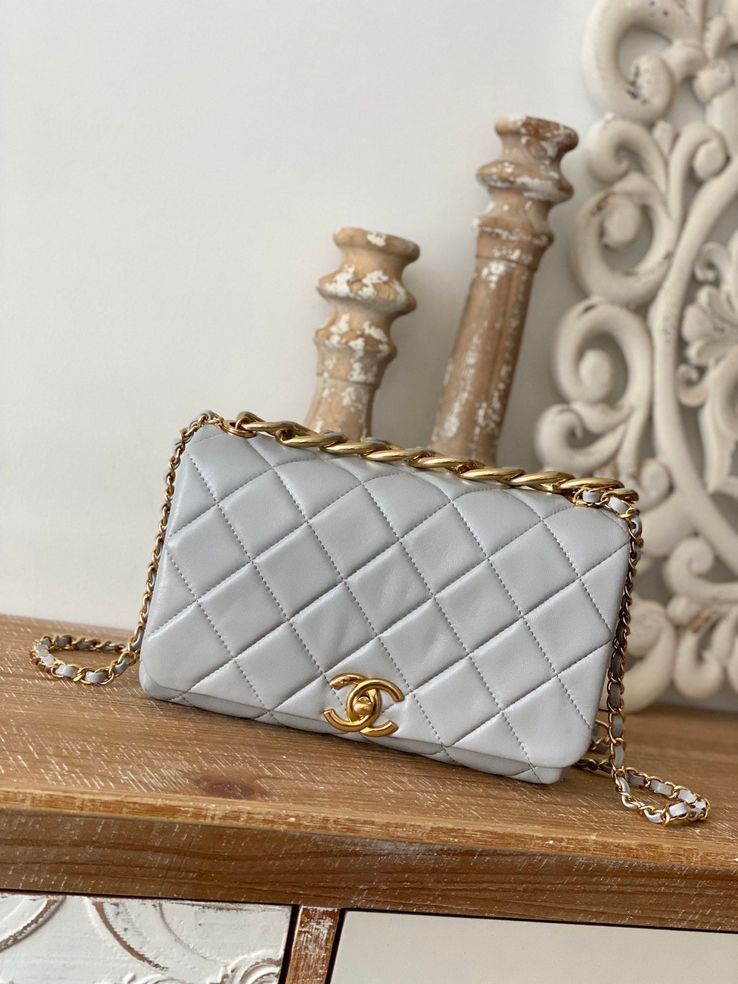 CHLLarge Top Qualityap Grey Bag For Women 23cm/9in