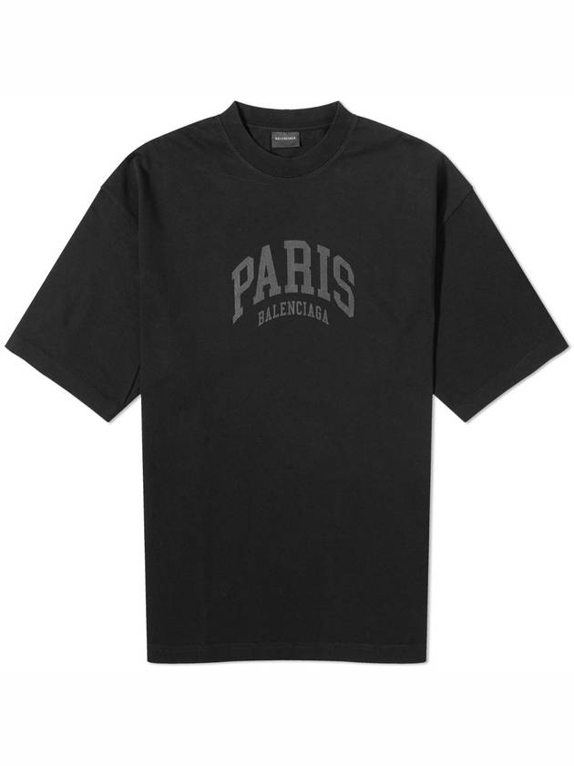 Luxury Balenciaga Trending 2025 Cities Paris Logo Medium Short Sleeve T-Shirt Black