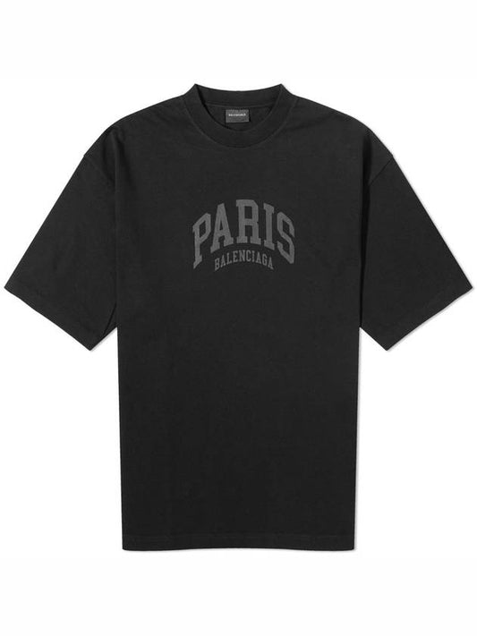 Luxury Balenciaga Trending 2025 Cities Paris Logo Medium Short Sleeve T-Shirt Black