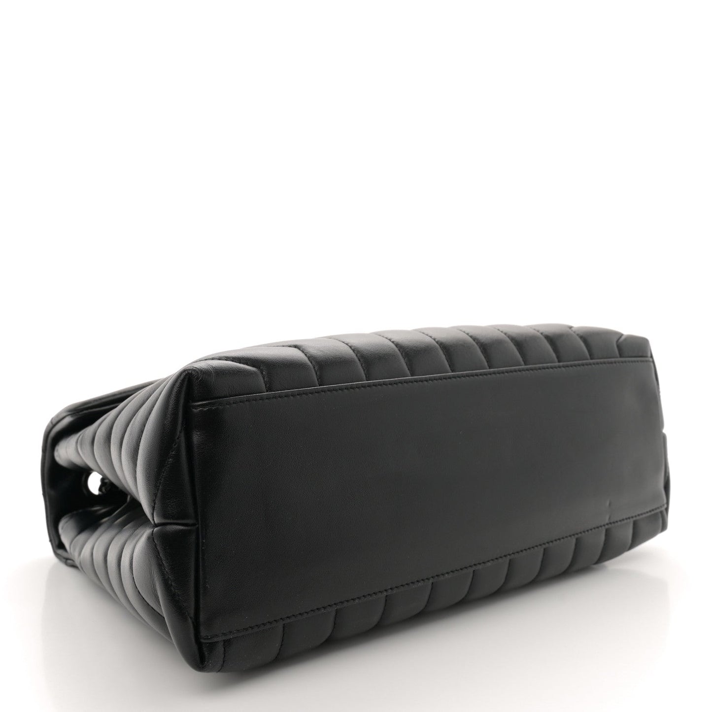 Saint Laurent Calfskin Y Quilted Monogram Monochrome Medium Loulou Chain Satchel Black