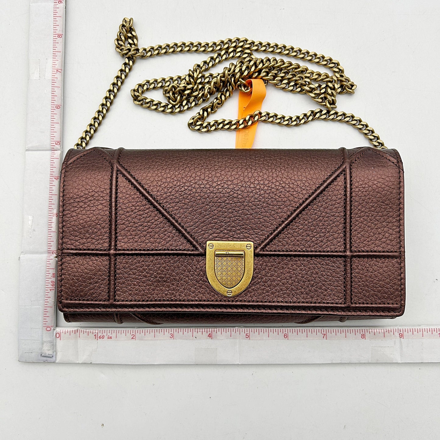 Dior Metallic Bronze Leather Diorama Wallet on Chain Dior 2506042408