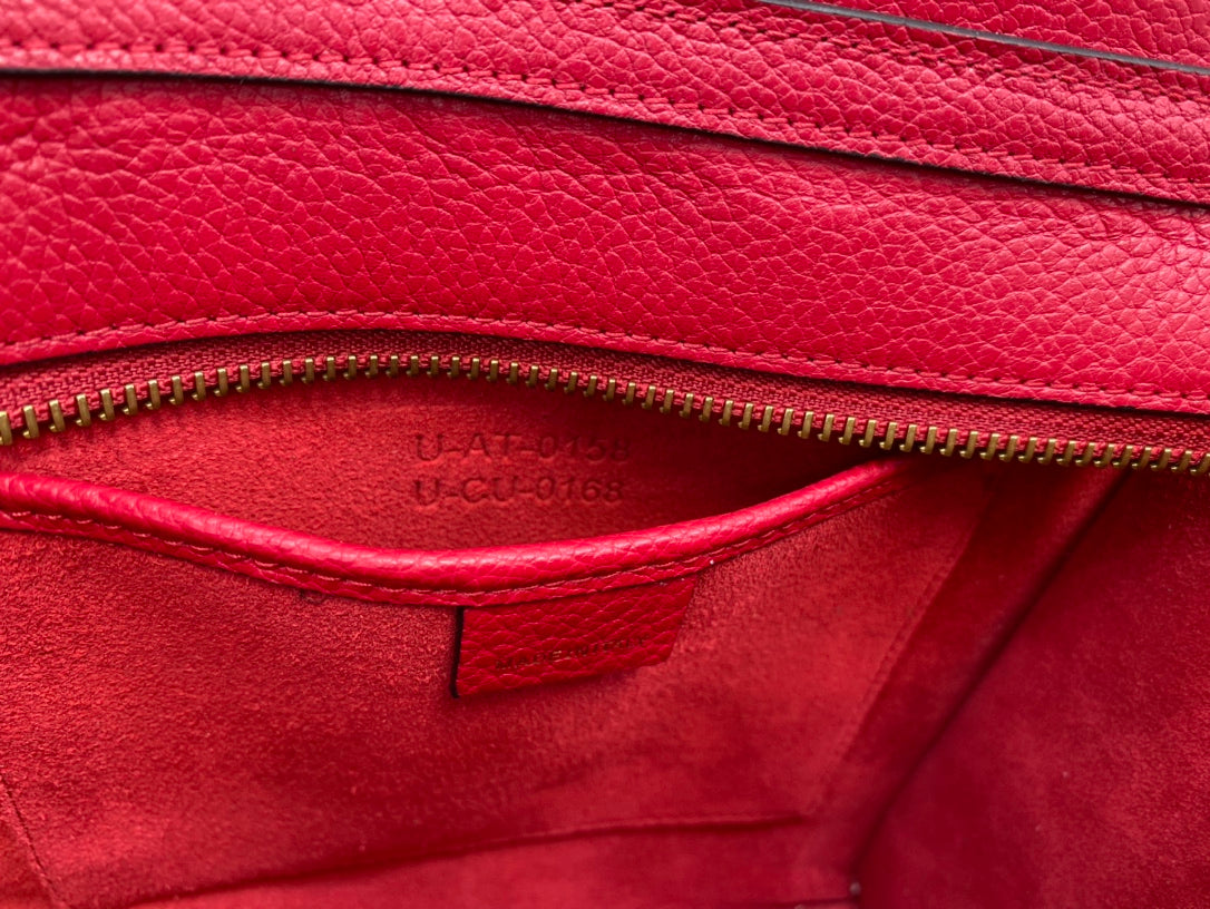 Top Quality Nano LuGucciage Bag In Drummed Red For Women 8in/20cmÂ 