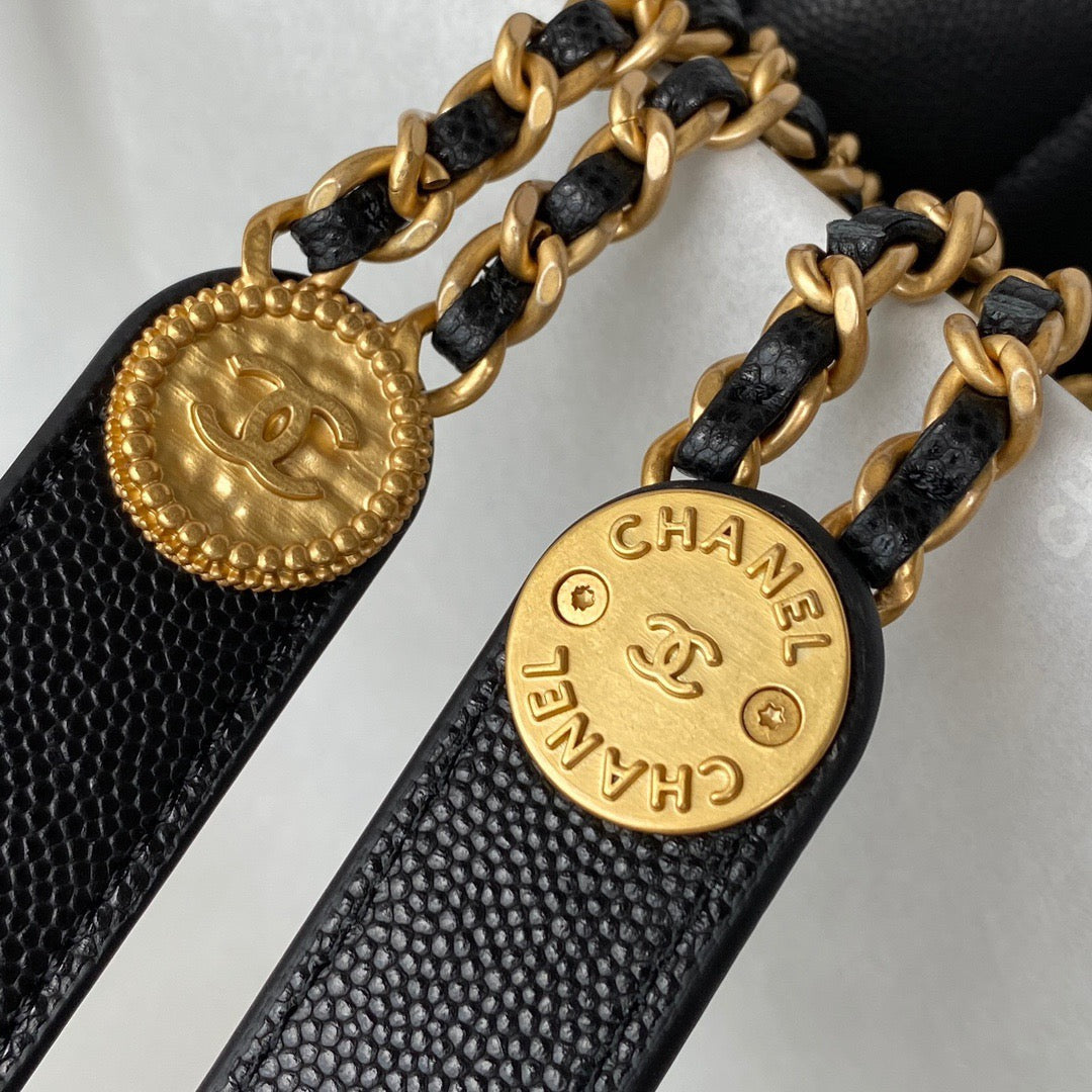CHLMini Flap Bag With Top Handle Gold Hardware Black For Women, Women’s Handbags, Shoulder Bags 7.9in/20cm AS2431