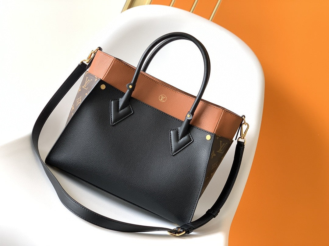 Top Quality On My Side MM Tote Bag Monogram Canvas Black For Women,  Shoulder Bags 12in/31cm Top Quality M53823