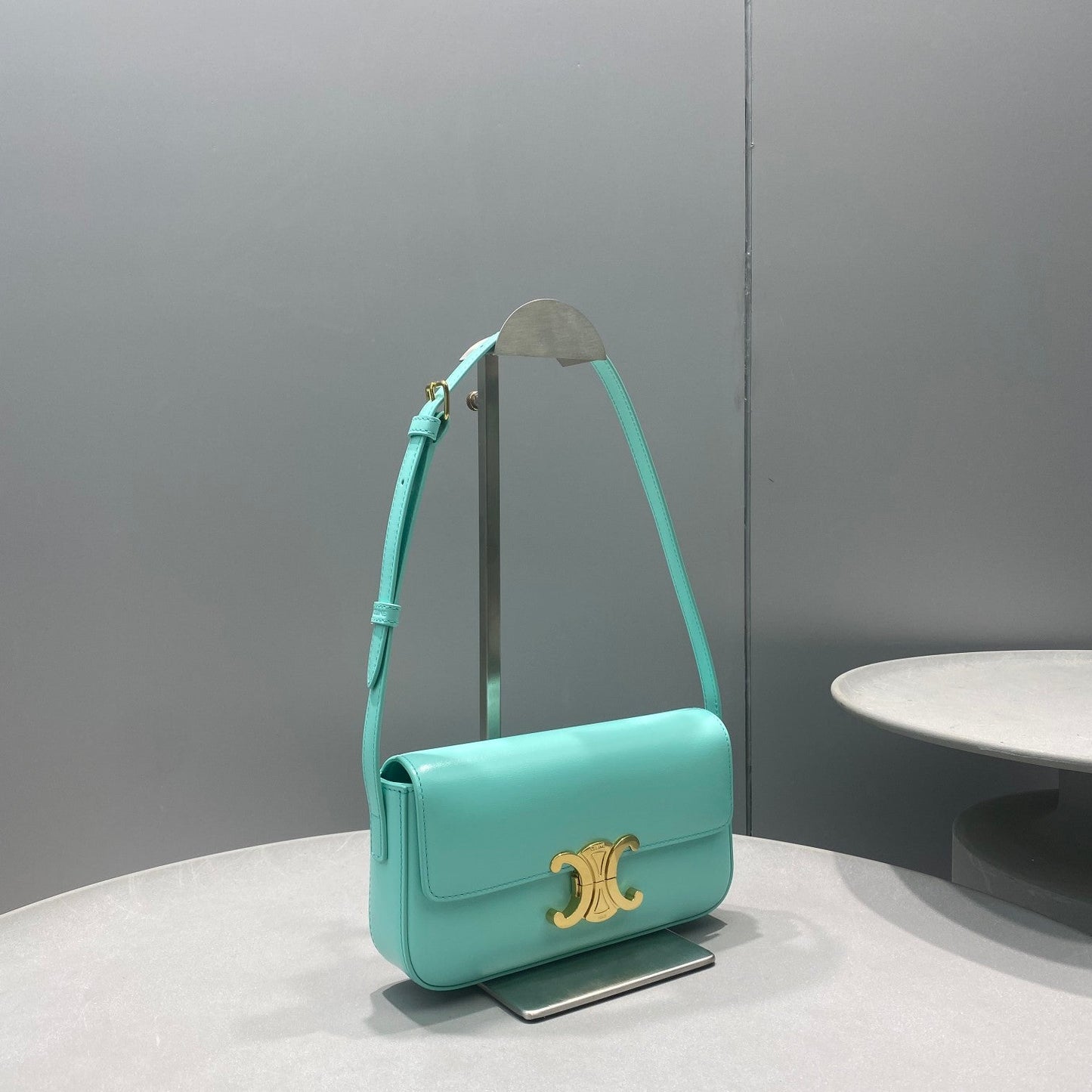 Top Quality Triomphe Shoulder Bag Mint Green For Women 8in/20cm