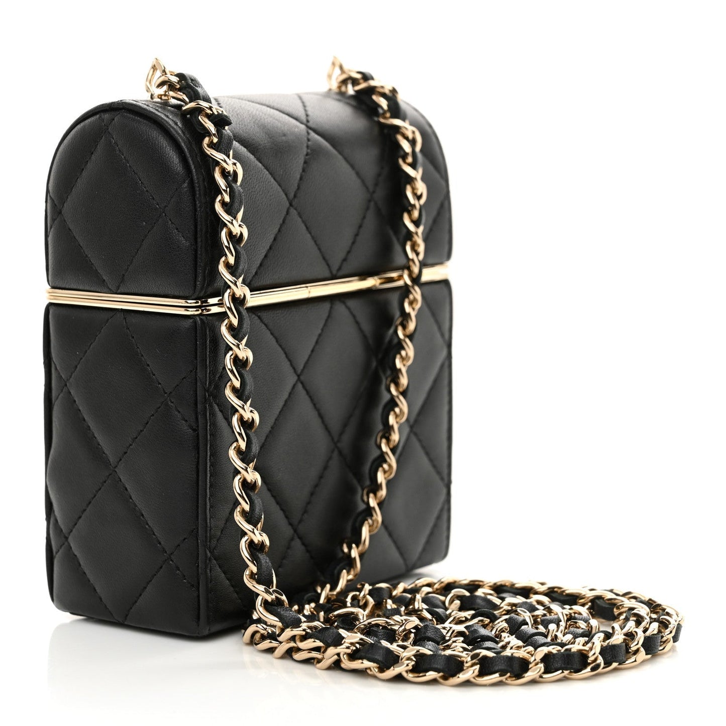 Chanel Lambskin Quilted Small Box With Chain Black