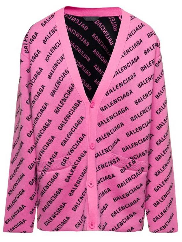 Luxury Balenciaga Trending 2025 All-Over Logo Cardigan Pink