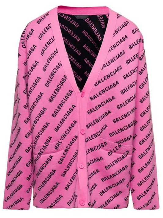 Luxury Balenciaga Trending 2025 All-Over Logo Cardigan Pink