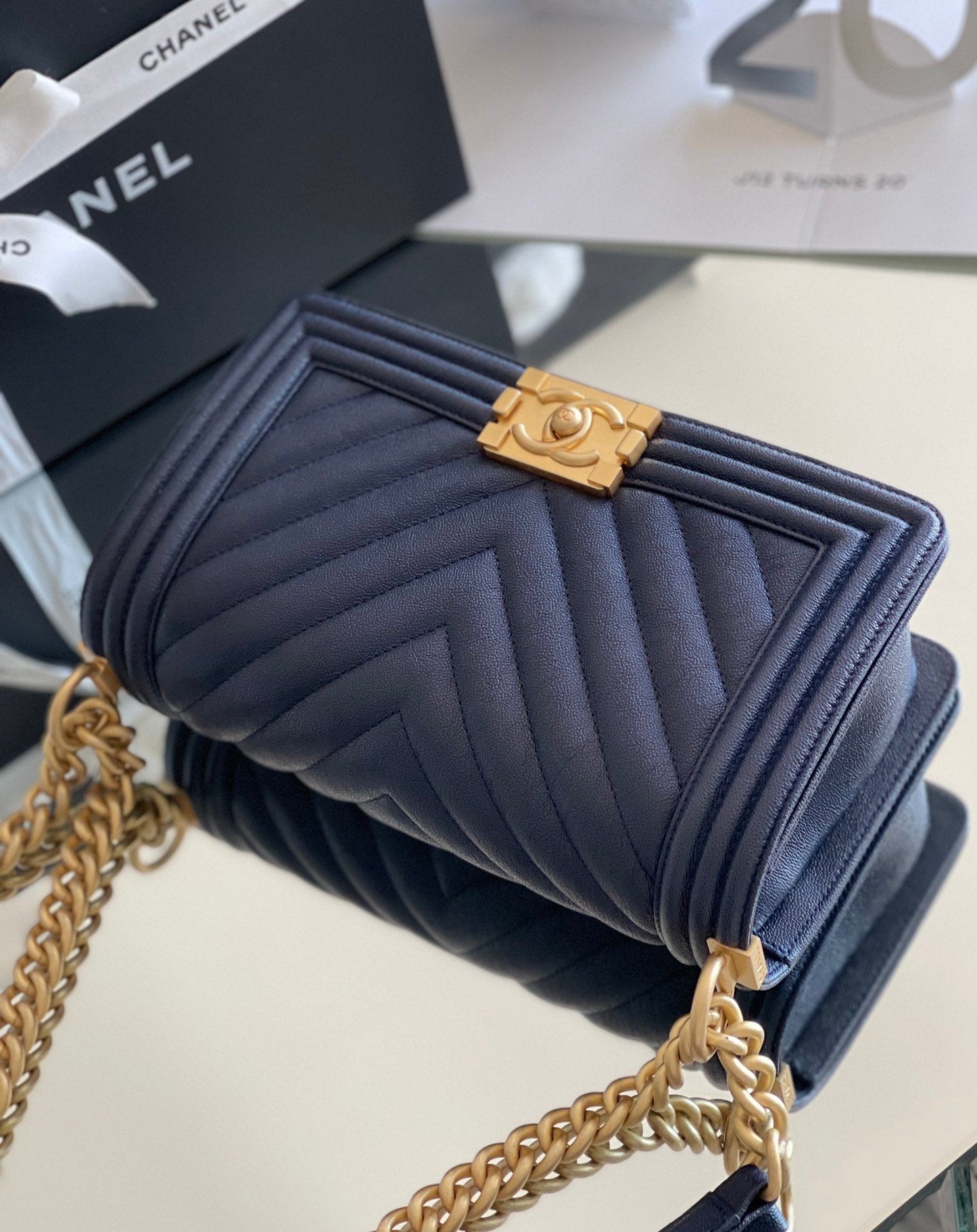 CHLMeTop Qualityum Boy Handbag Dark Blue For Women 9.8in/25cm A67086