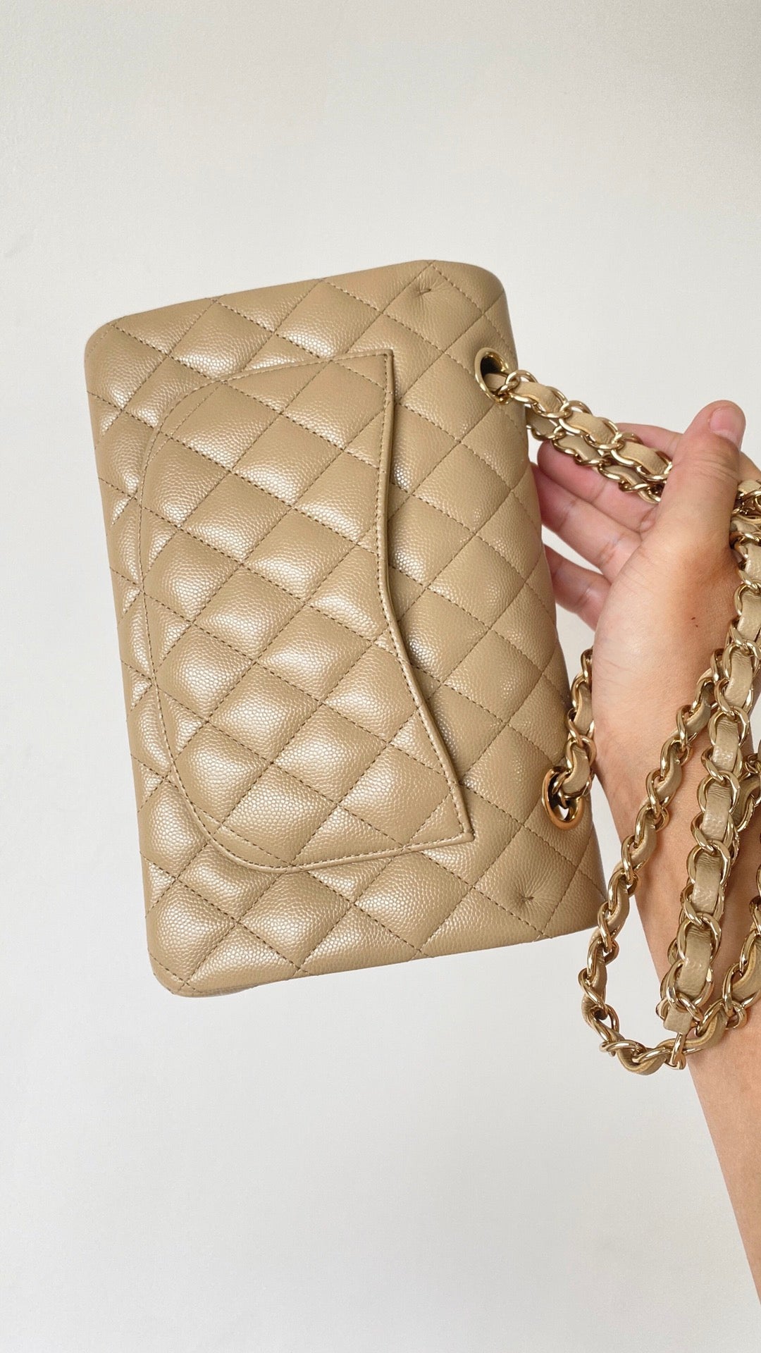 CHLSmall Classic Handbag Beige For Women, Women’s Bags 9.1in/23cm